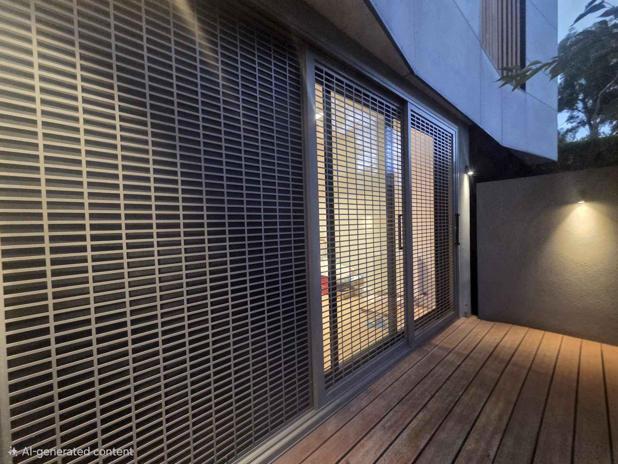 Aluminium batten screen cladding across a home facade